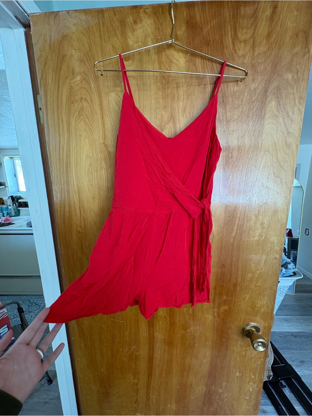 Red Wrap Romper - Spaghetti Strap Summer Style